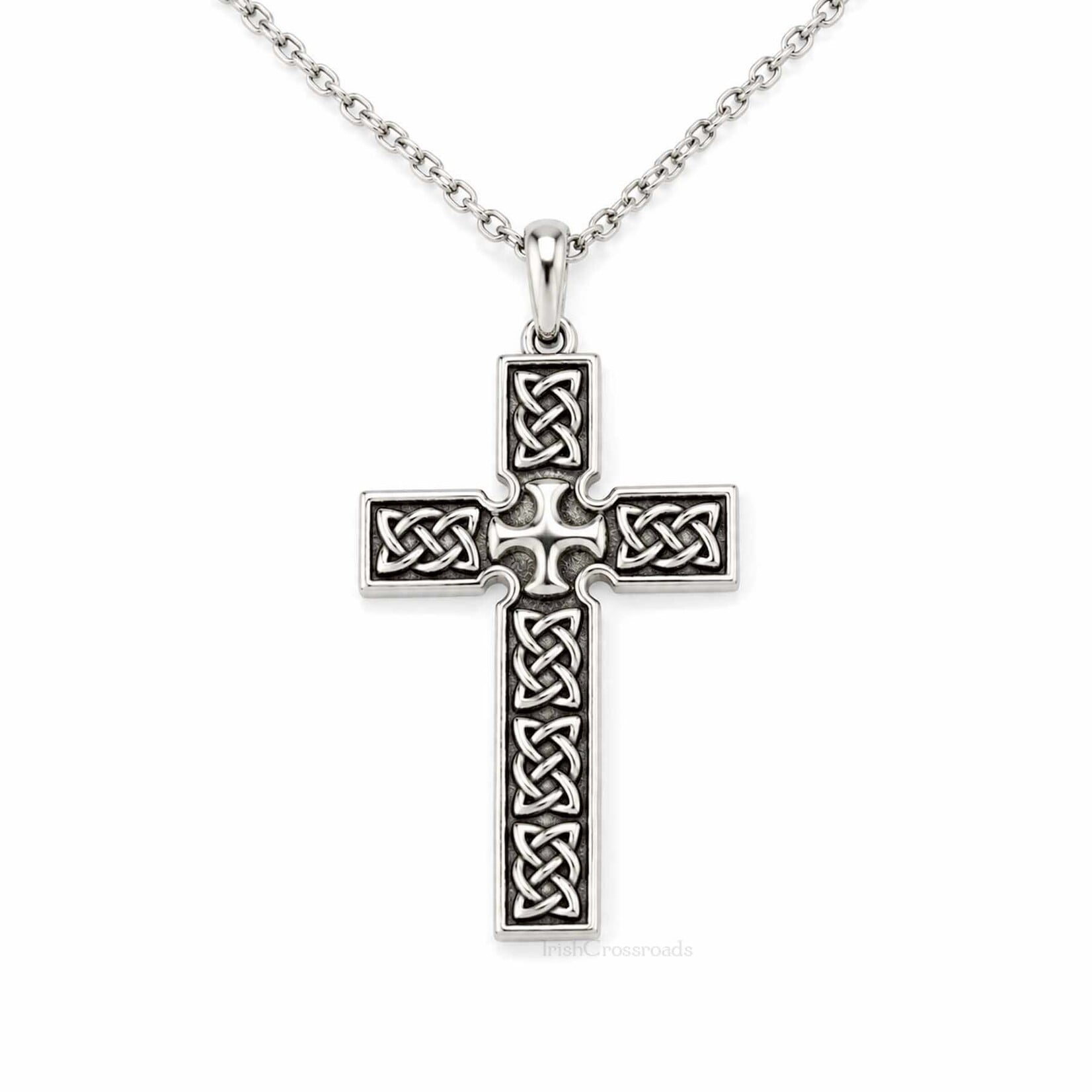 PENDANTS & NECKLACES FADO STERLING HEAVY CROSS PENDANT w BLK ENAMEL