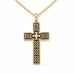 PENDANTS & NECKLACES FADO VERMEIL HEAVY CROSS PENDANT w BLK ENAMEL