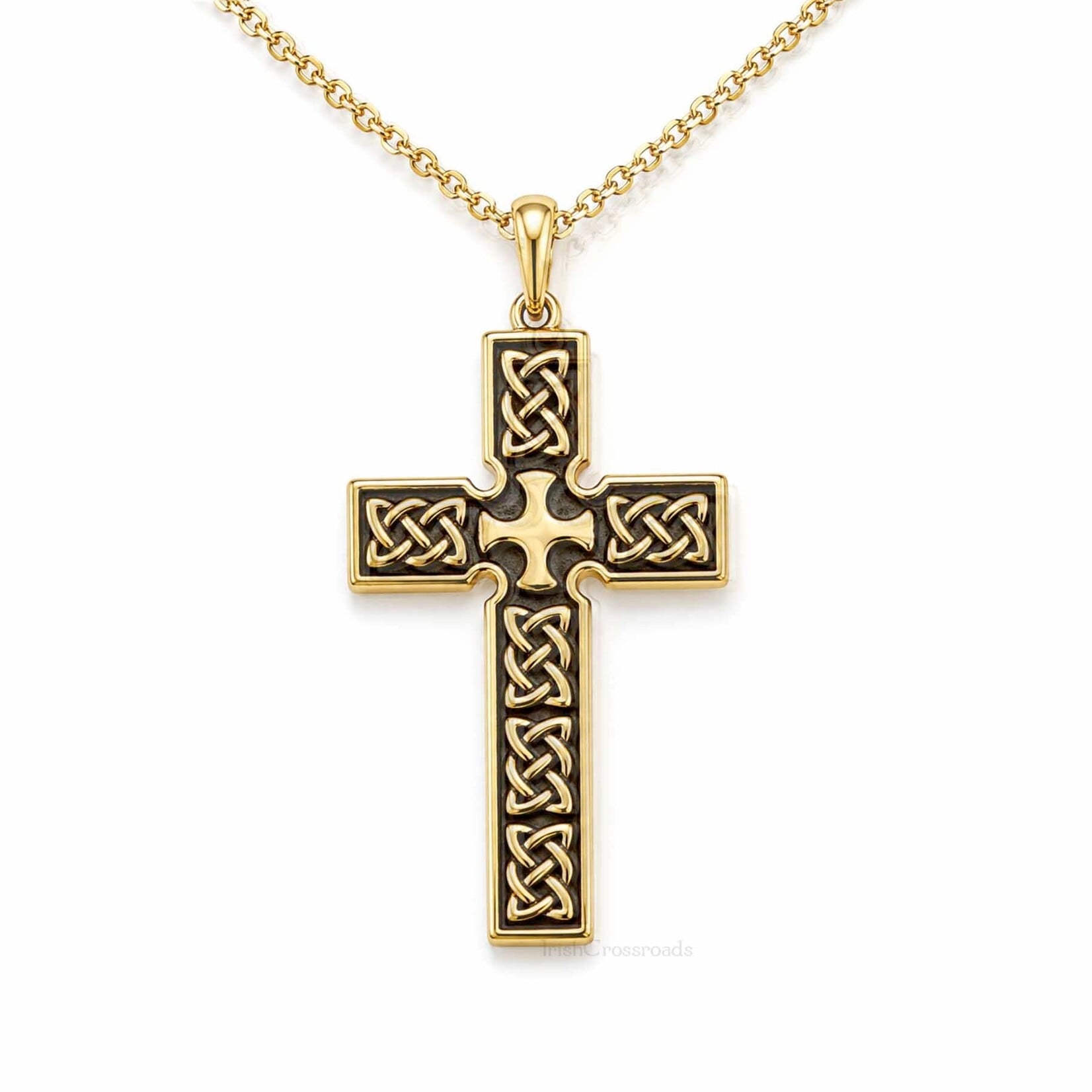 PENDANTS & NECKLACES FADO VERMEIL HEAVY CROSS PENDANT w BLK ENAMEL