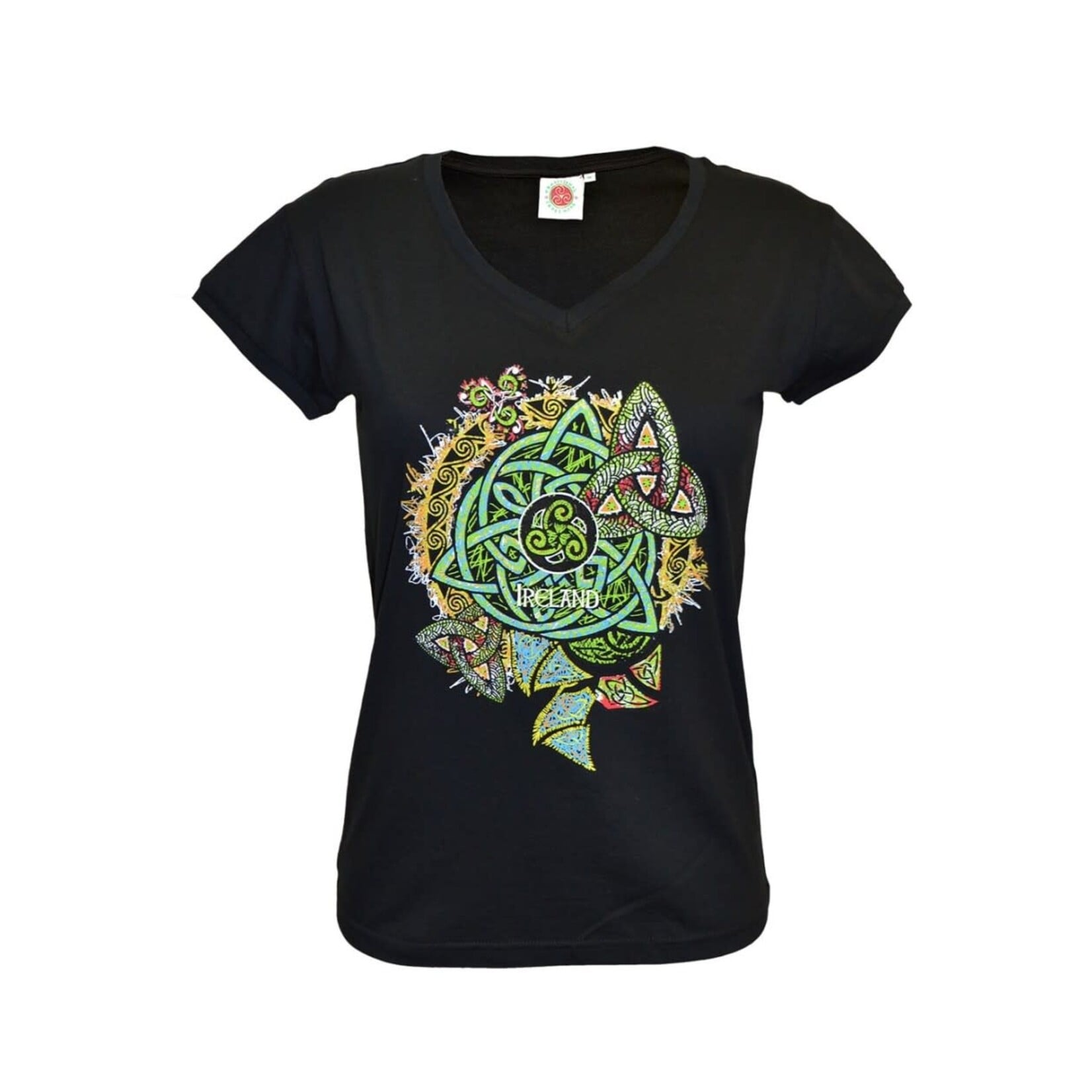 SHIRTS LADIES BLK TEE IRELAND w COLOURED KNOTS