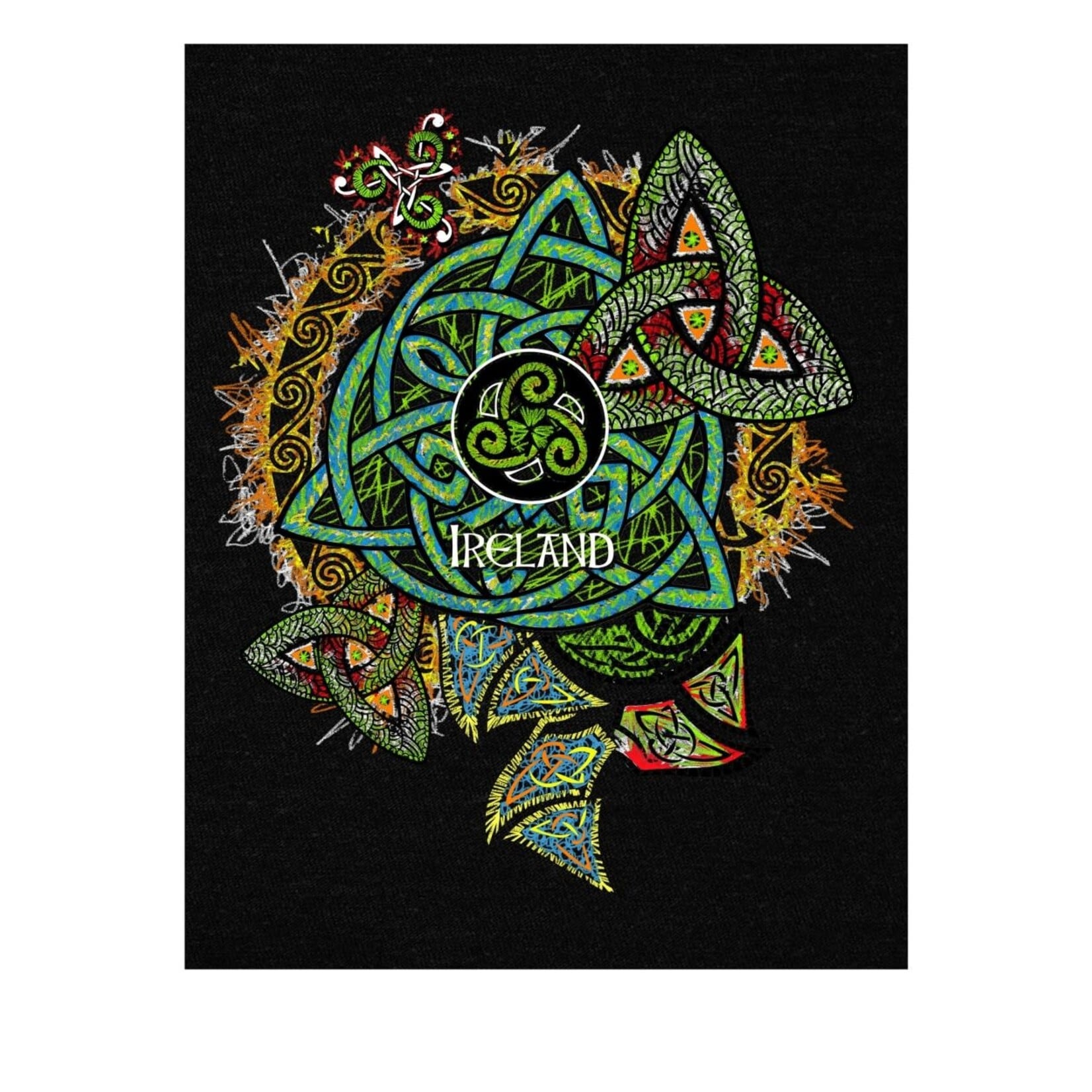SHIRTS LADIES BLK TEE IRELAND w COLOURED KNOTS