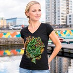 SHIRTS LADIES BLK TEE IRELAND w COLOURED KNOTS