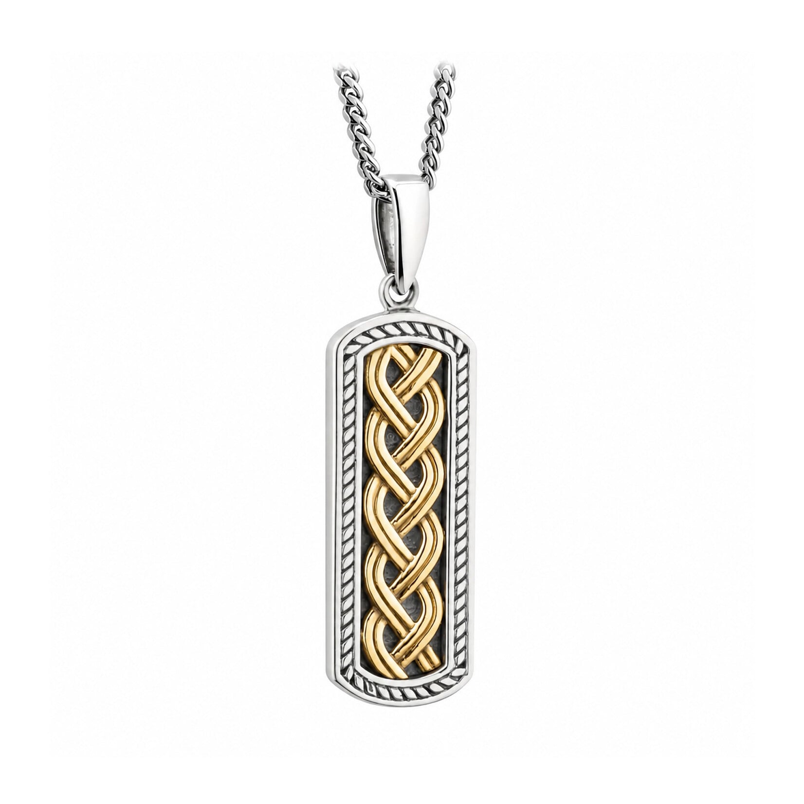 MENS JEWELRY SOLVAR CELTIC MAN STERLING & 10K HEAVY CELTIC KNOT PENDANT
