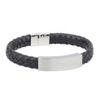 MENS JEWELRY SOLVAR CELTIC MAN STAINLESS STEEL & BLK LEATHER BRACELET