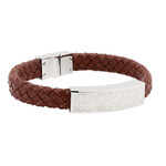 MENS JEWELRY SOLVAR CELTIC MAN STAINLESS STEEL & BRN LEATHER BRACELET