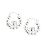 EARRINGS SOLVAR STERLING SML CREOLE CLADDAGH HOOP EARRINGS