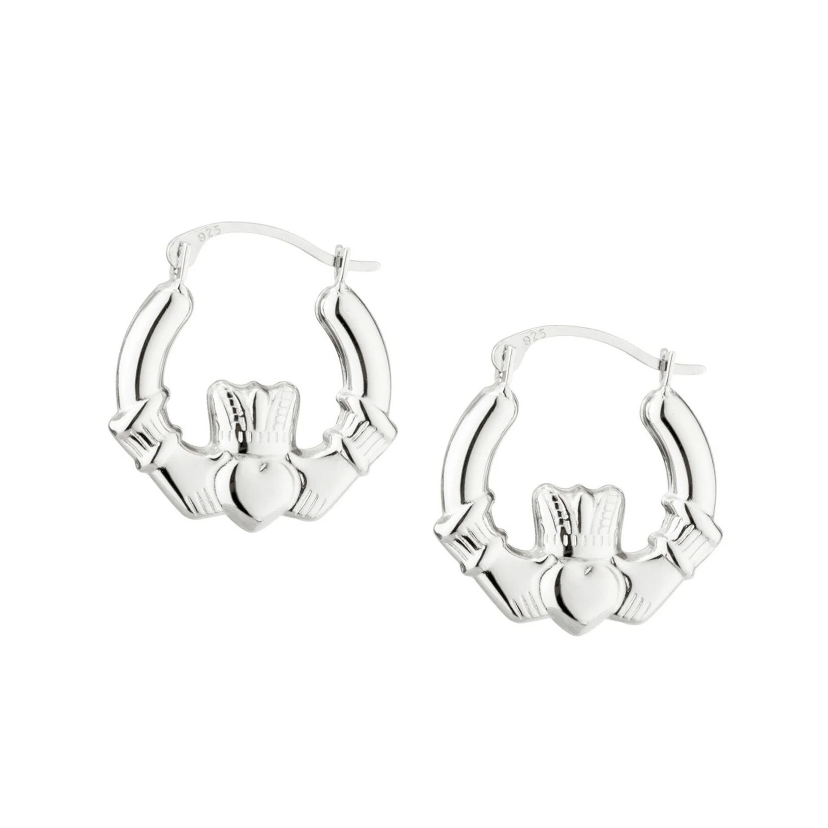 EARRINGS SOLVAR STERLING SML CREOLE CLADDAGH HOOP EARRINGS