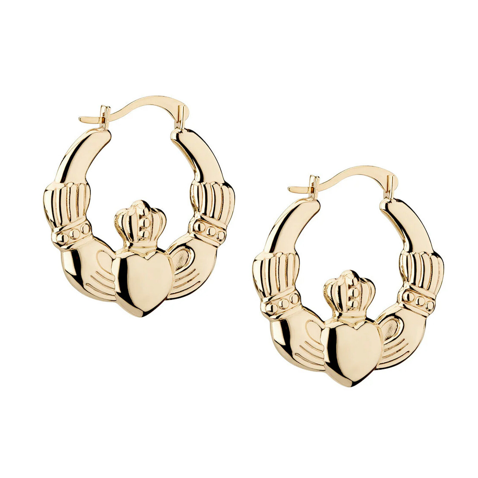 EARRINGS SOLVAR 14K MED CREOLE CLADDAGH HOOP EARRINGS