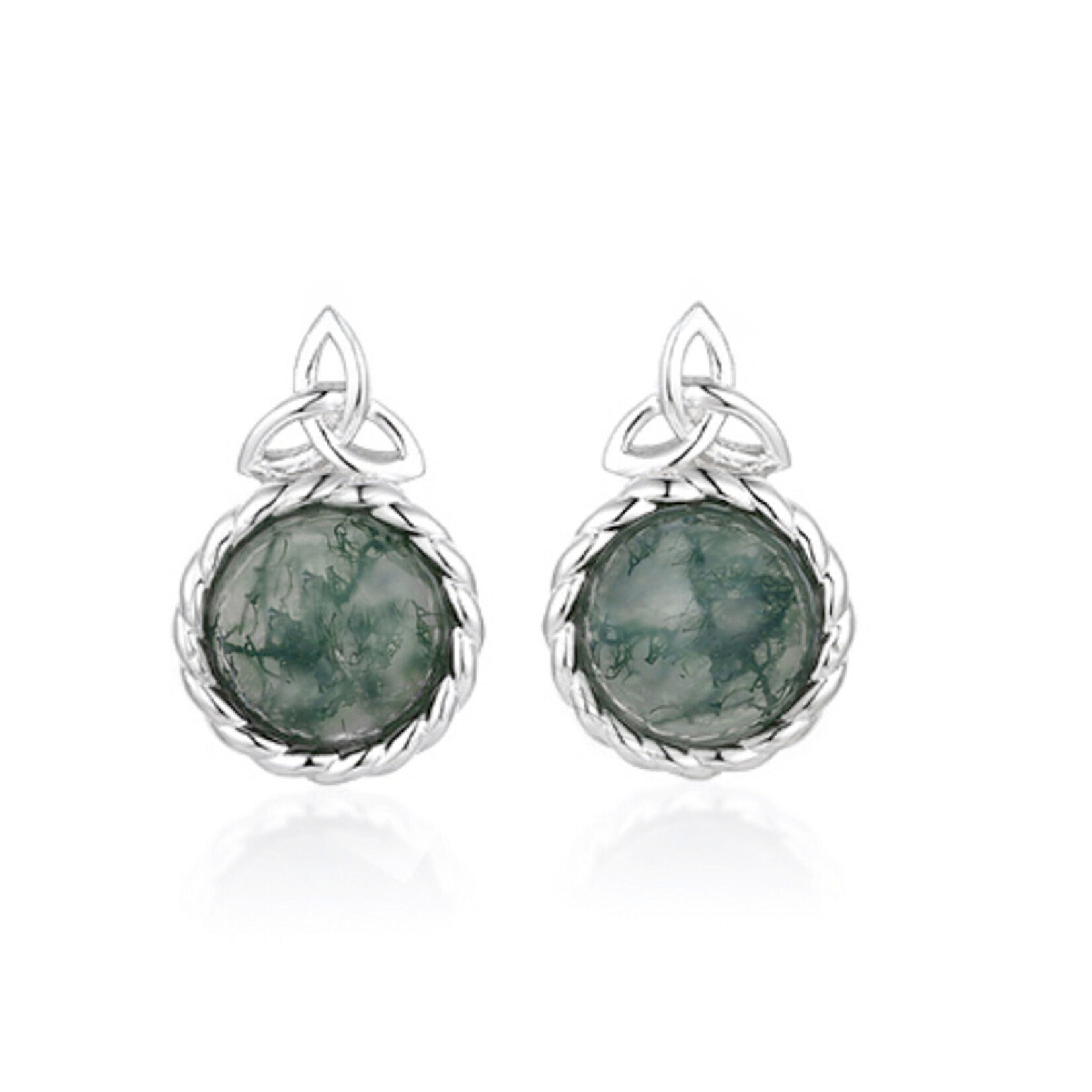 EARRINGS BORU STERLING TRINITY MOSS AGATE POST EARRINGS