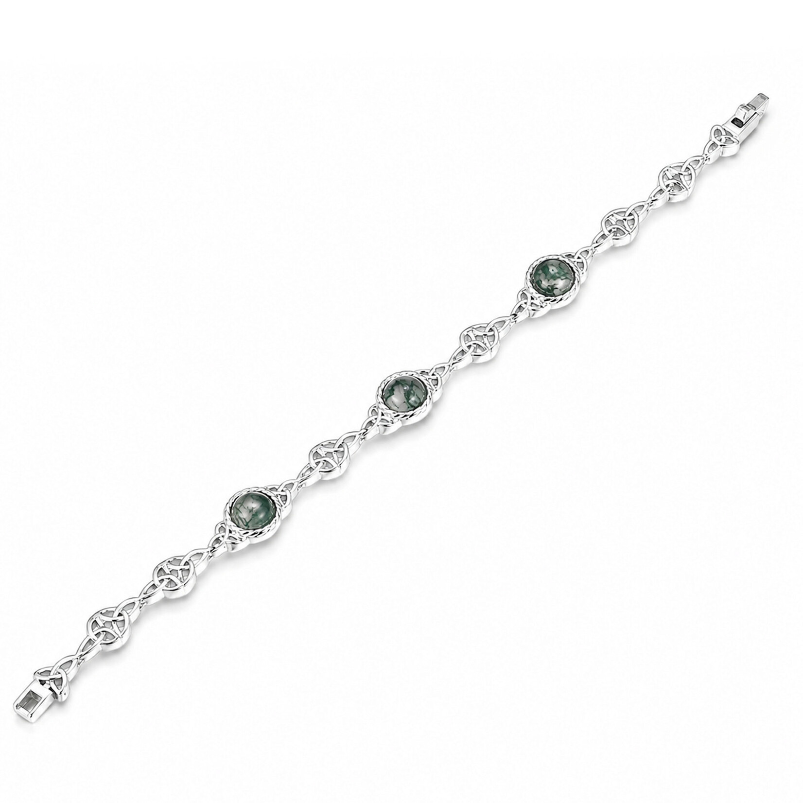BRACELETS & BANGLES BORU STERLING TRINITY MOSS AGATE BRACELET