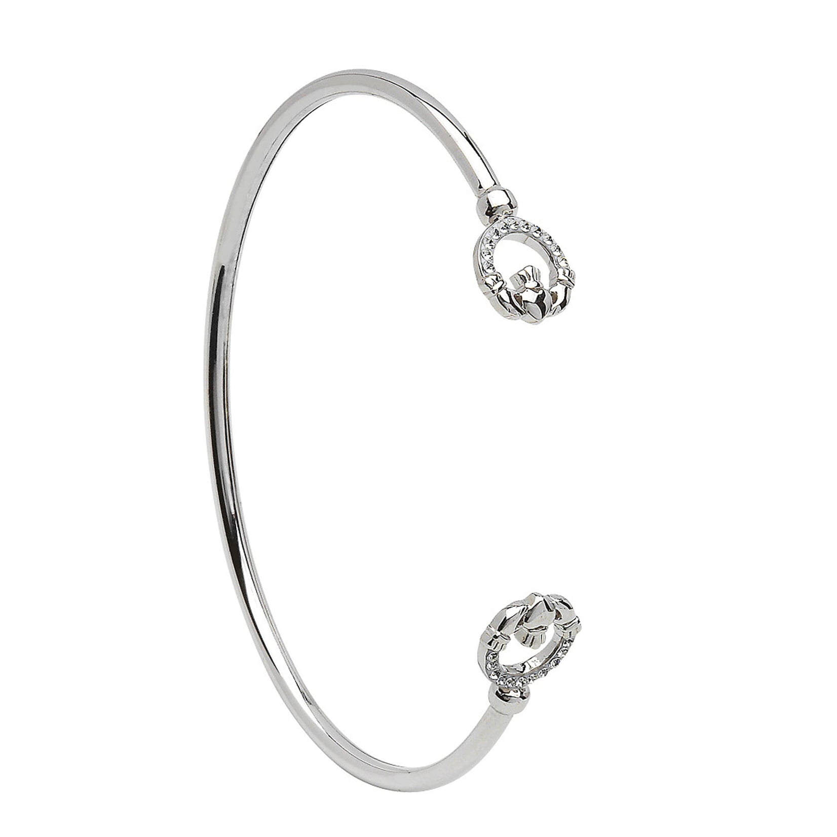 BRACELETS & BANGLES SHANORE STERLING CLADDAGH CUFF BANGLE w. CRYSTALS