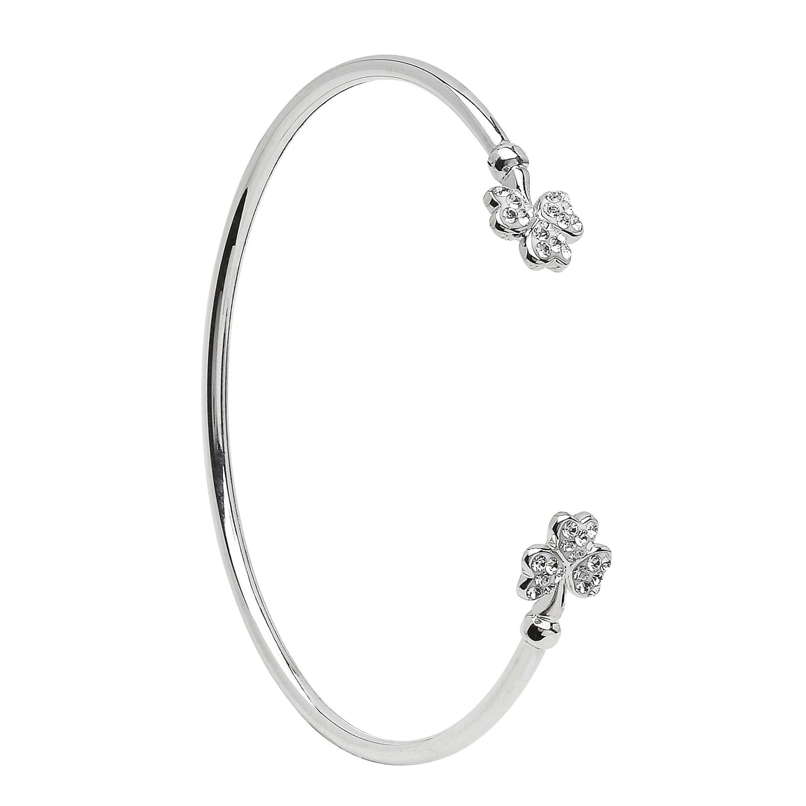 BRACELETS & BANGLES SHANORE STERLING SHAMROCK CUFF BANGLE w. CRYSTALS