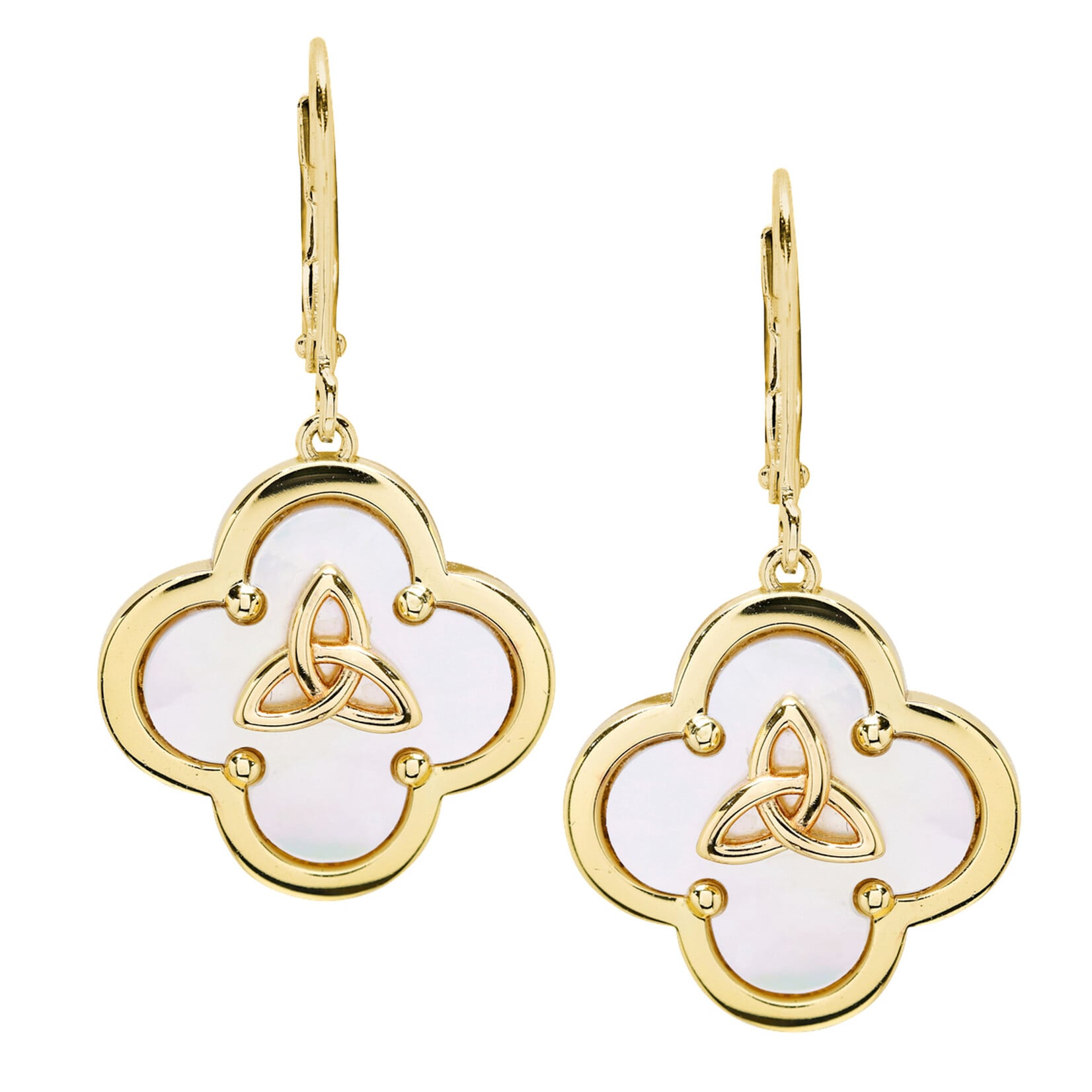 EARRINGS SHANORE HARMONY GOLD VERMEIL CLOVER TRIN DROP EARRINGS