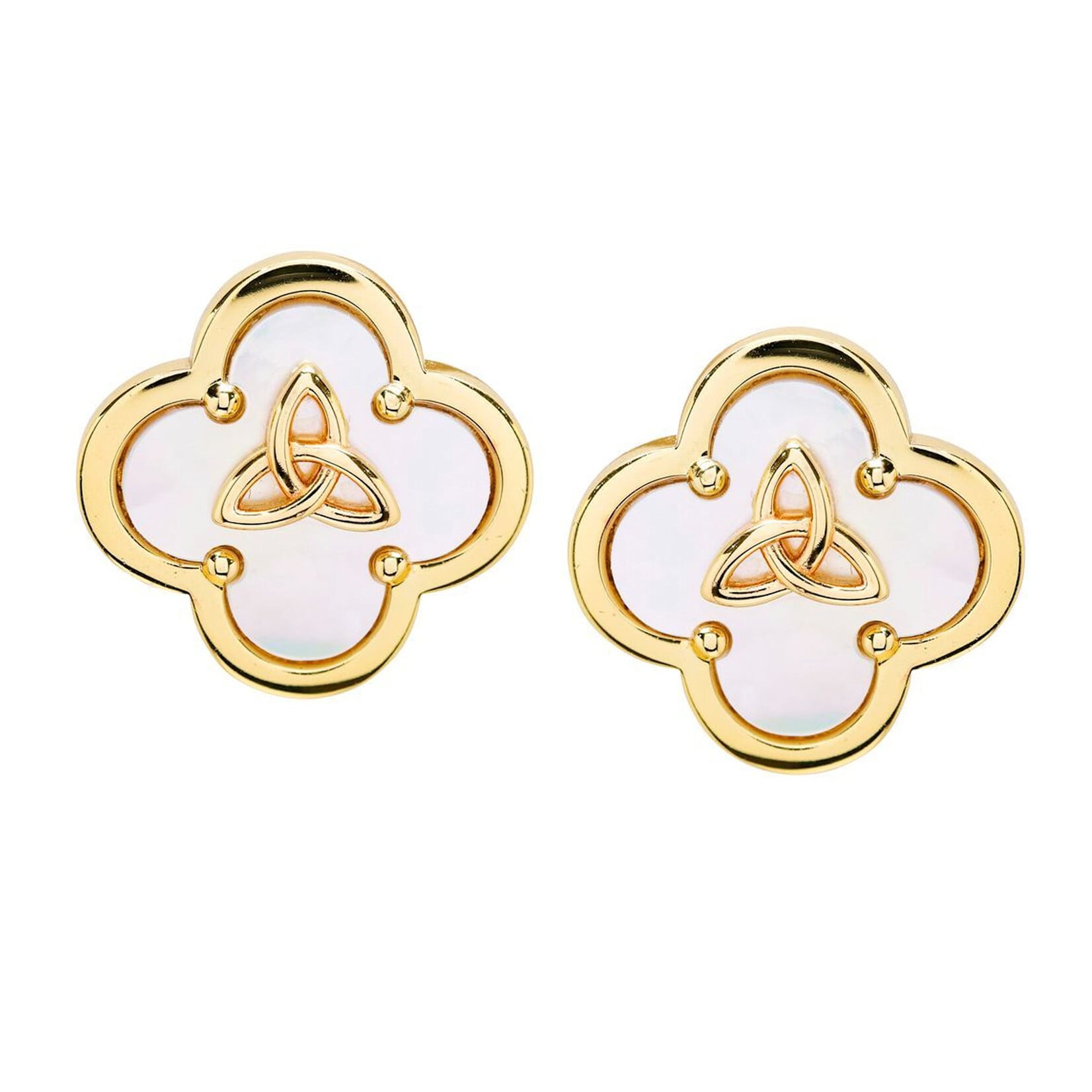 EARRINGS SHANORE HARMONY GOLD VERMEIL CLOVER TRIN POST EARRINGS