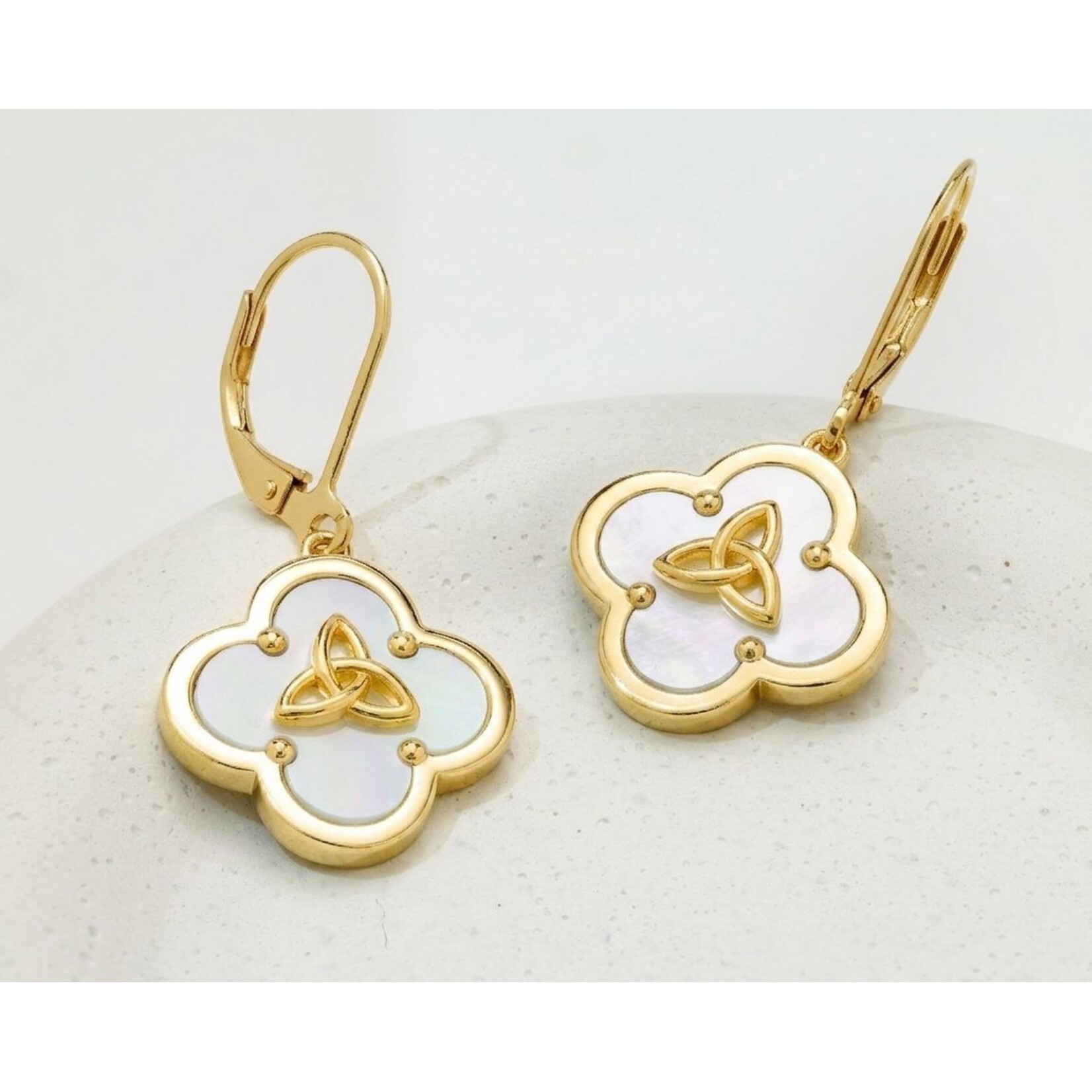 EARRINGS SHANORE HARMONY GOLD VERMEIL CLOVER TRIN DROP EARRINGS