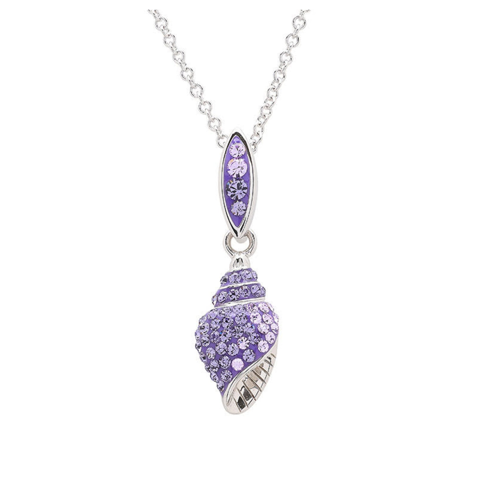 PENDANTS & NECKLACES OCEAN STERLING & PURPLE CRYSTAL SHELL PENDANT
