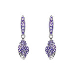 EARRINGS OCEAN STERLING & PURPLE CRYSTAL SHELL EARRINGS
