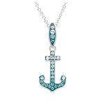 PENDANTS & NECKLACES OCEAN STERLING CRYSTAL ANCHOR NECKLACE