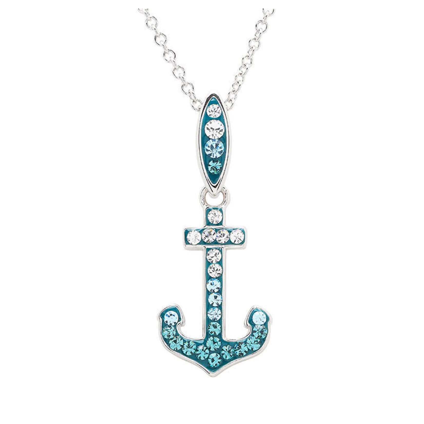 PENDANTS & NECKLACES OCEAN STERLING CRYSTAL ANCHOR NECKLACE