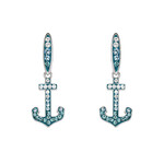 EARRINGS OCEAN STERLING CRYSTAL ANCHOR EARRINGS