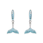 EARRINGS OCEAN STERLING BLUE OMBRE CRYSTAL WHALE TAIL EARRINGS