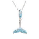 PENDANTS & NECKLACES OCEAN STERLING BLUE OMBRE CRYSTAL WHALE TAIL PENDANT