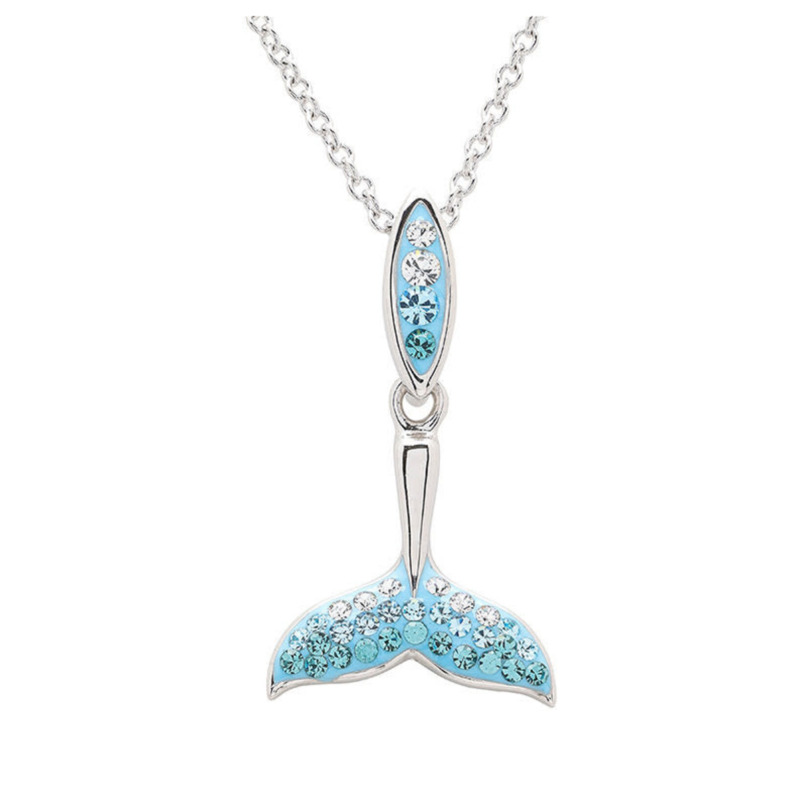 PENDANTS & NECKLACES OCEAN STERLING BLUE OMBRE CRYSTAL WHALE TAIL PENDANT