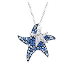 PENDANTS & NECKLACES OCEAN STERLING MOM & BABY BLUE STARFISH PENDANT