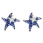 EARRINGS OCEAN STERLING MOM & BABY BLUE STARFISH EARRINGS