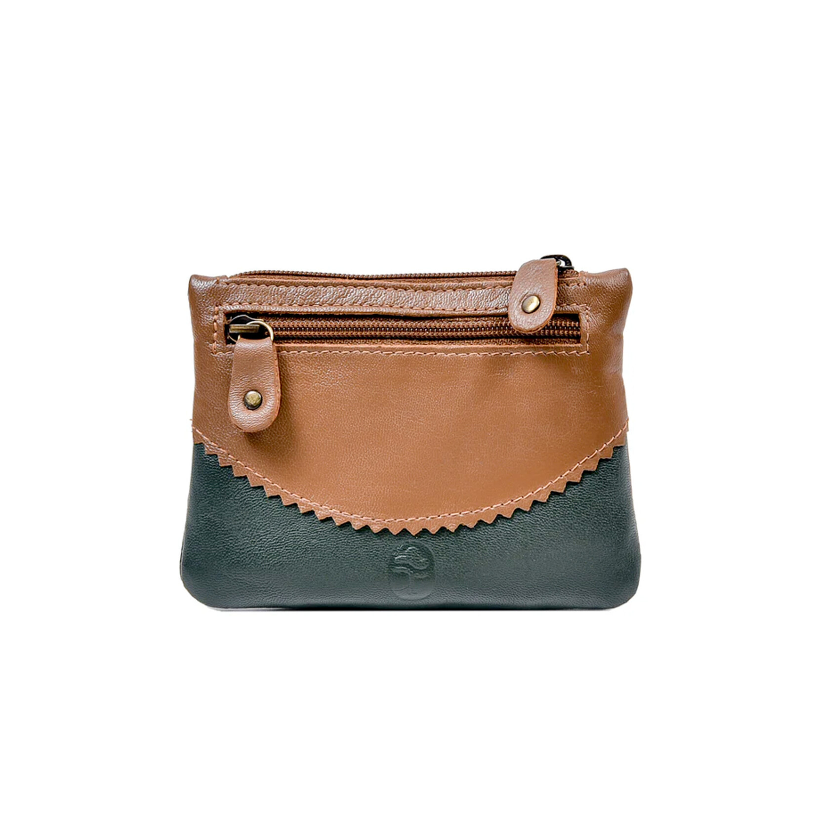 ACCESSORIES TINNAKEENLY THREE ZIP PURSE - Celtic Spiral Grn/Tan Leather