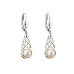 EARRINGS SOLVAR STERLING & FRESH WATER PEARL CELTIC DROP EARRINGS