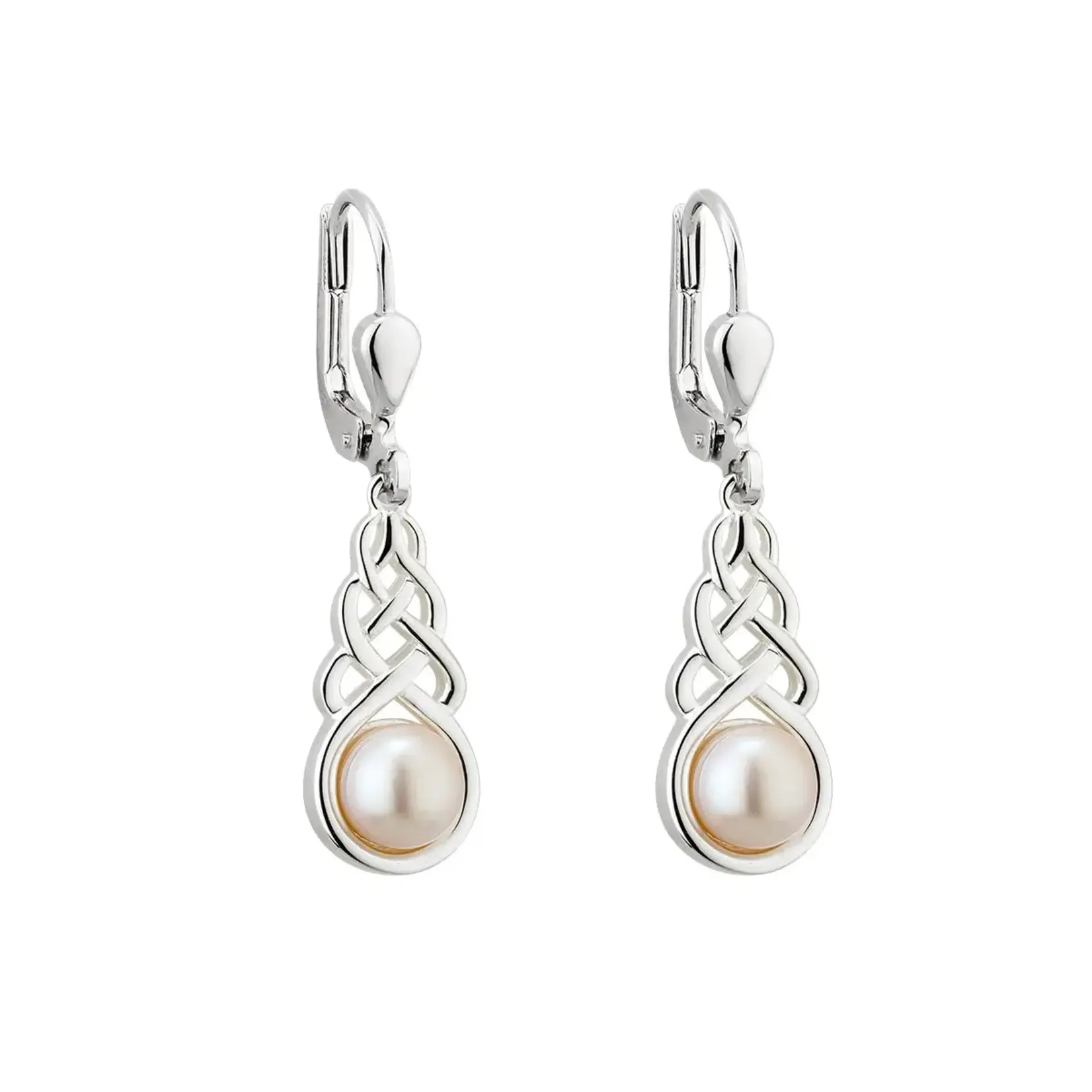 EARRINGS SOLVAR STERLING & FRESH WATER PEARL CELTIC DROP EARRINGS