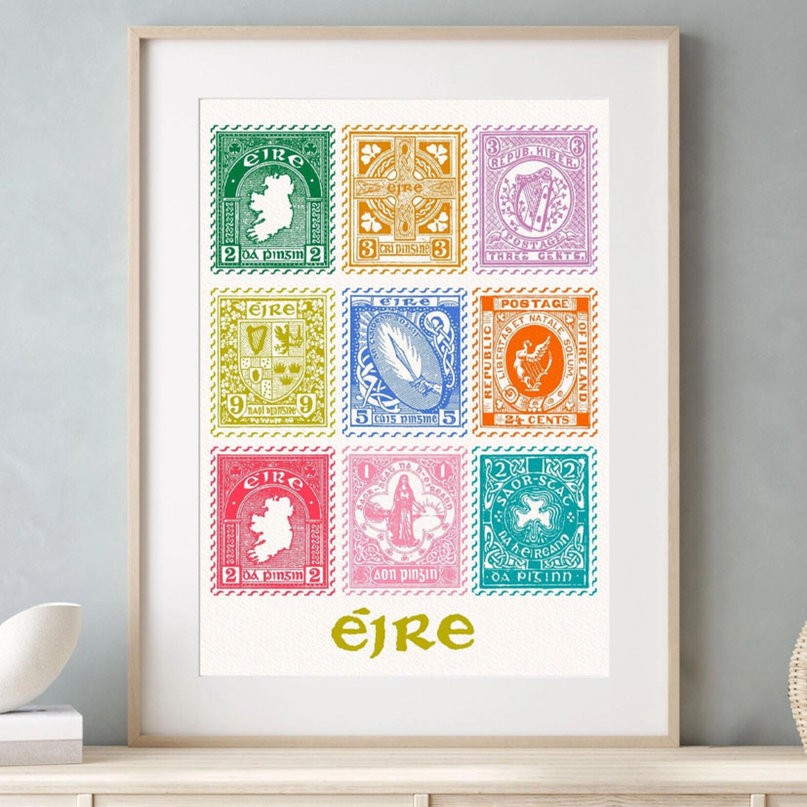 PLAQUES, SIGNS & POSTERS IRISH ART PRINT - Vintage Stamps
