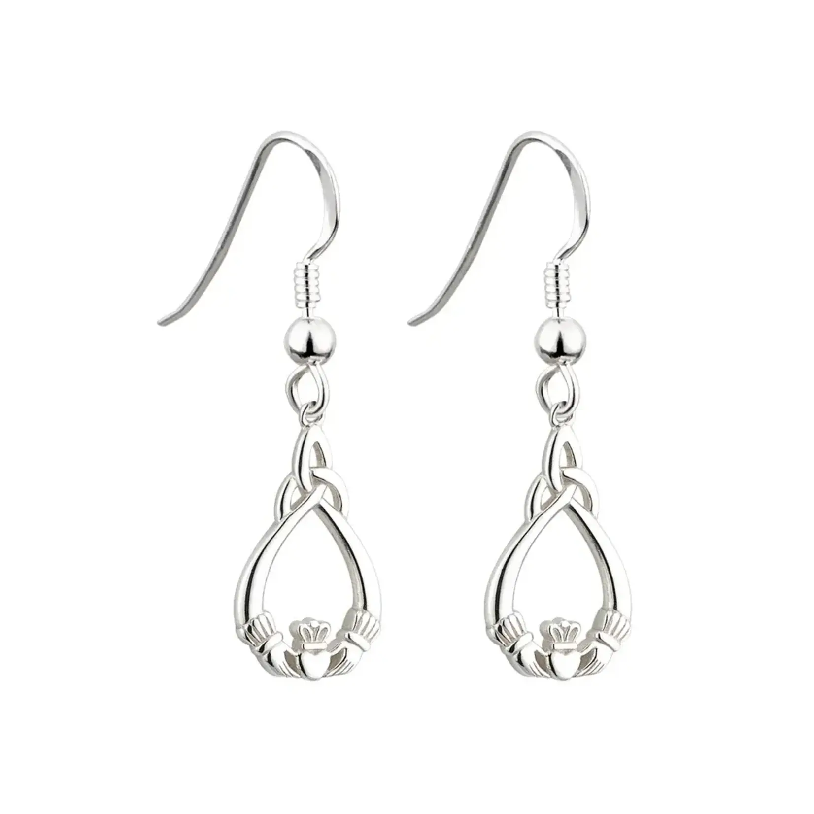 EARRINGS SOLVAR STERLING CLADDAGH & TRINITY DROP EARRINGS