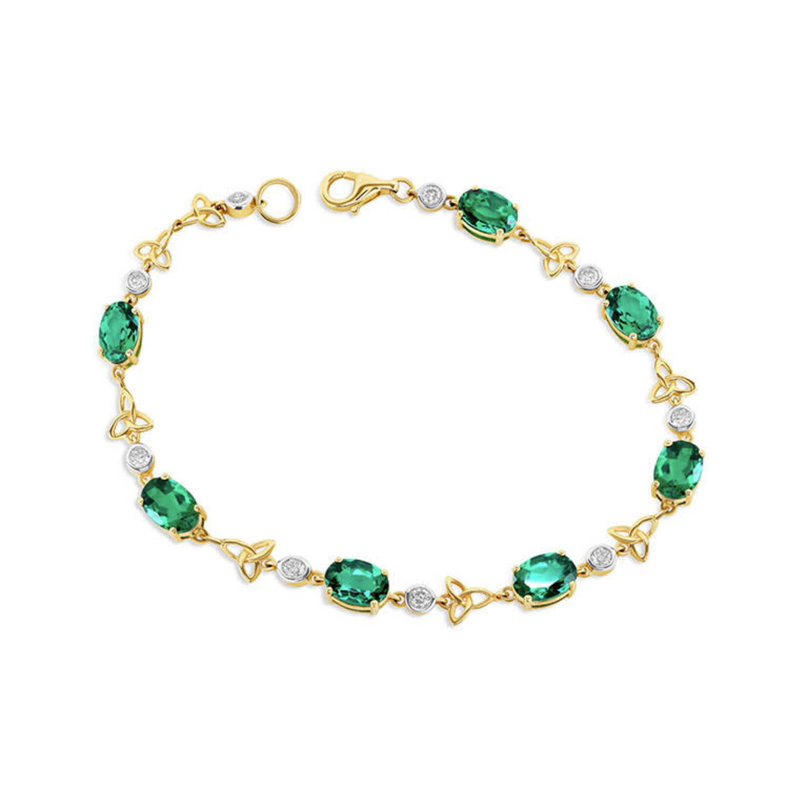 BRACELETS & BANGLES SHANORE 14K TRINITY BRACELET w LAB EM & DIAMONDS