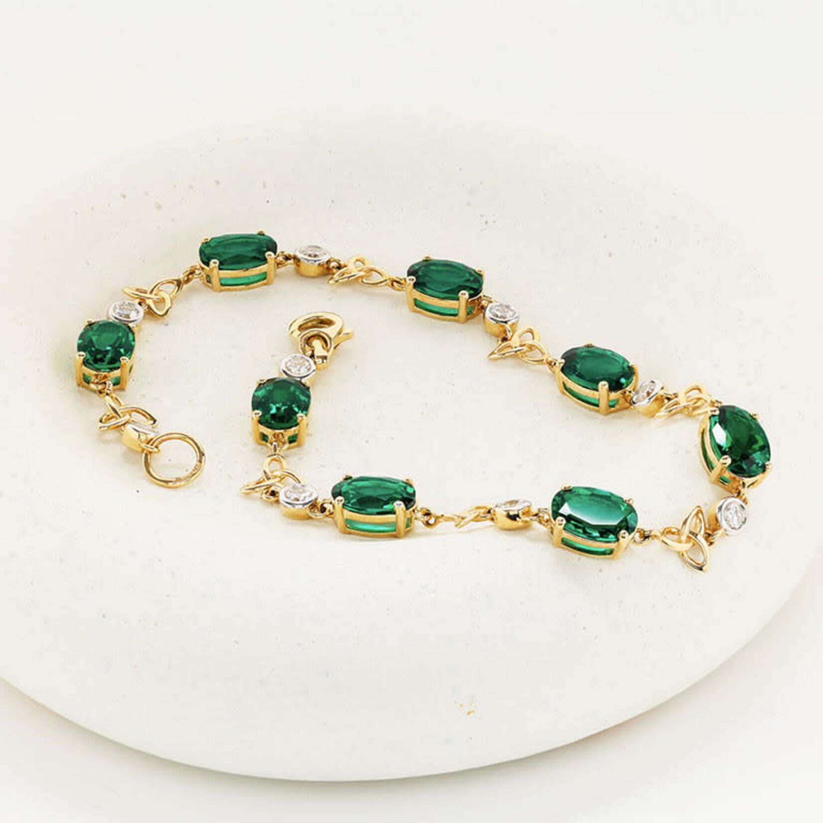 BRACELETS & BANGLES SHANORE 14K TRINITY BRACELET w LAB EM & DIAMONDS