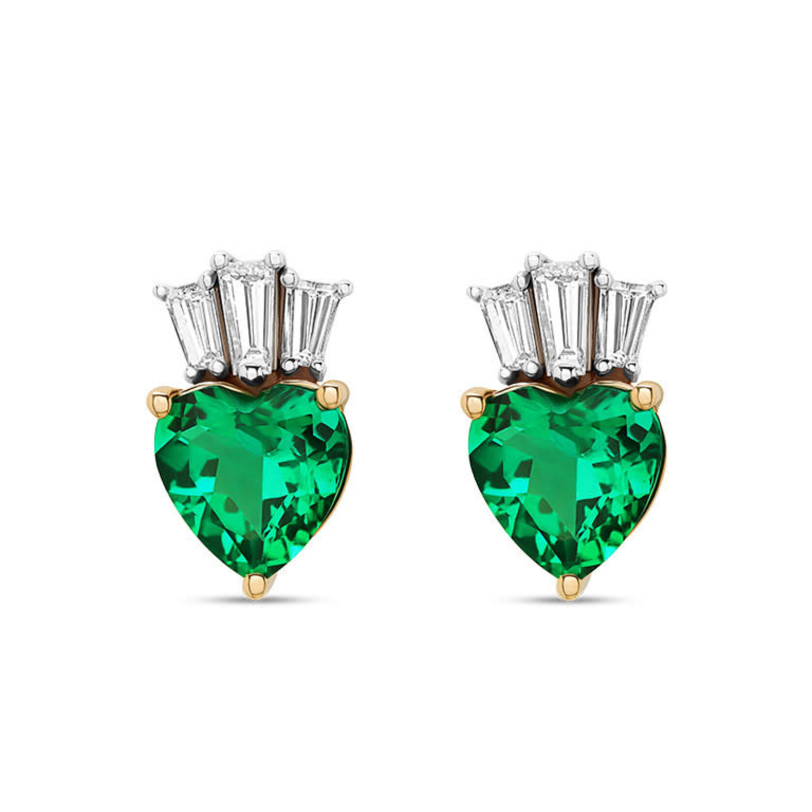 EARRINGS SHANORE 14K LAB EMERALD & DIA CLADDAGH STUD EARRINGS
