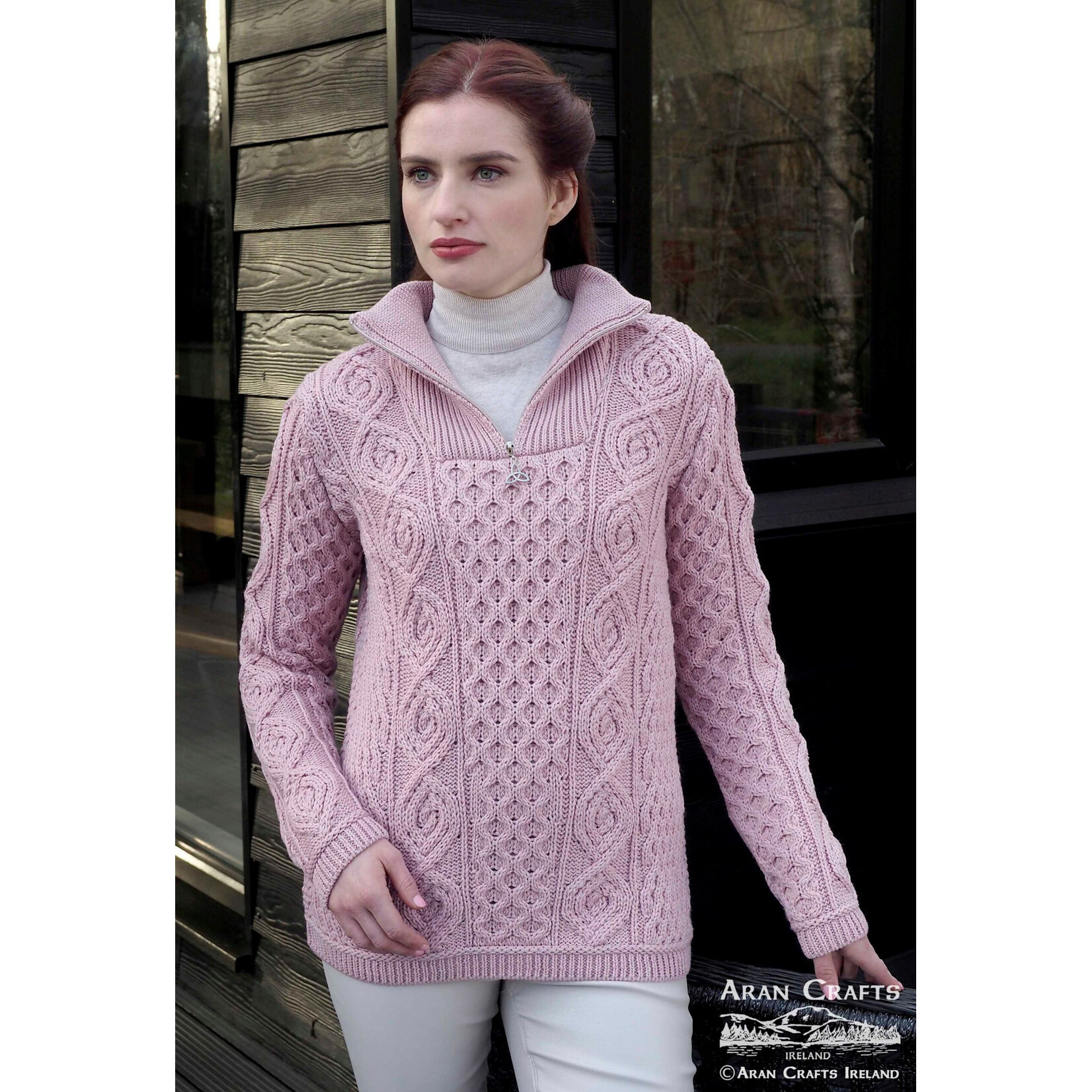 SWEATERS CLEARANCE: HEADFORD LUXURIOUS HALF ZIP SWEATER - Dusty Pink :FINAL SALE