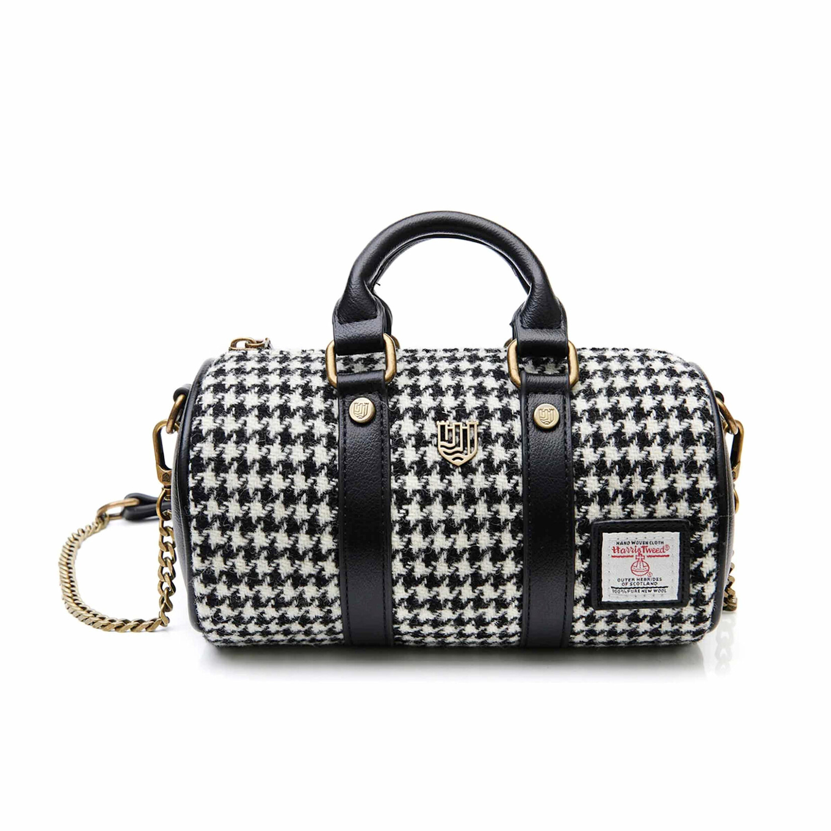 ACCESSORIES ISLANDER MINI DUFFLE w HARRIS TWEED Black & White Dogtooth