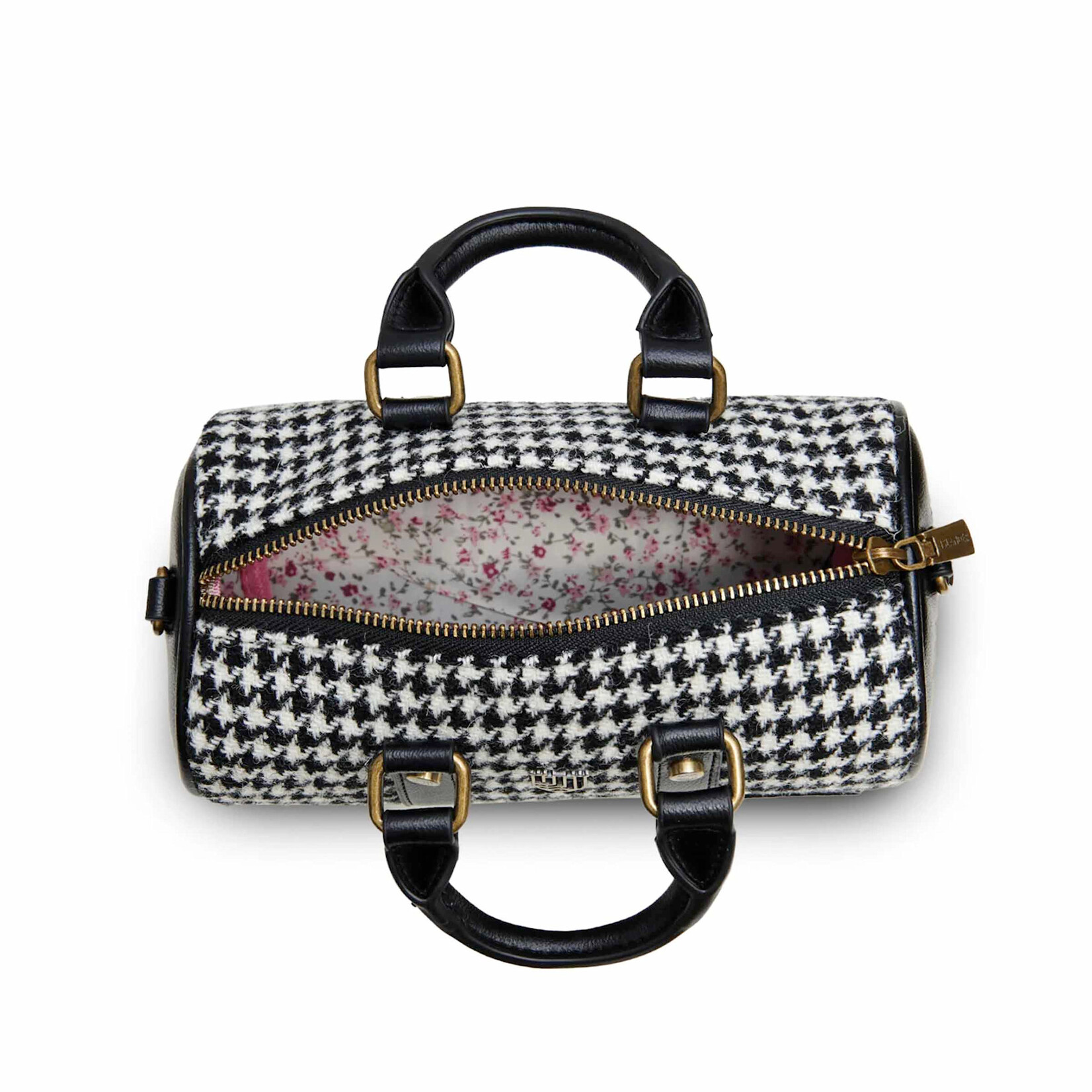 ACCESSORIES ISLANDER MINI DUFFLE w HARRIS TWEED Black & White Dogtooth