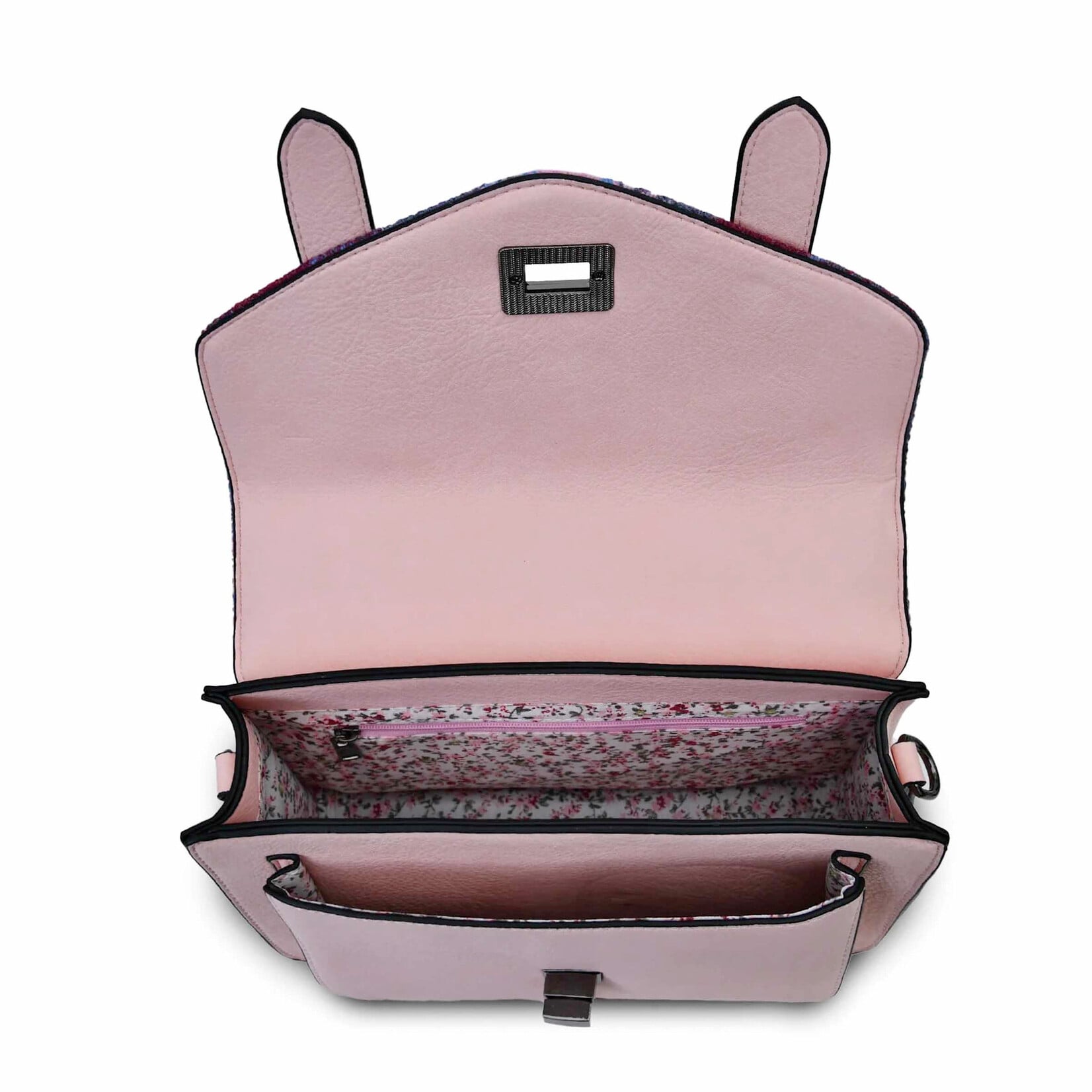 ACCESSORIES ISLANDER MEDIUM SATCHEL w HARRIS TWEED Pink & Blue Tartan