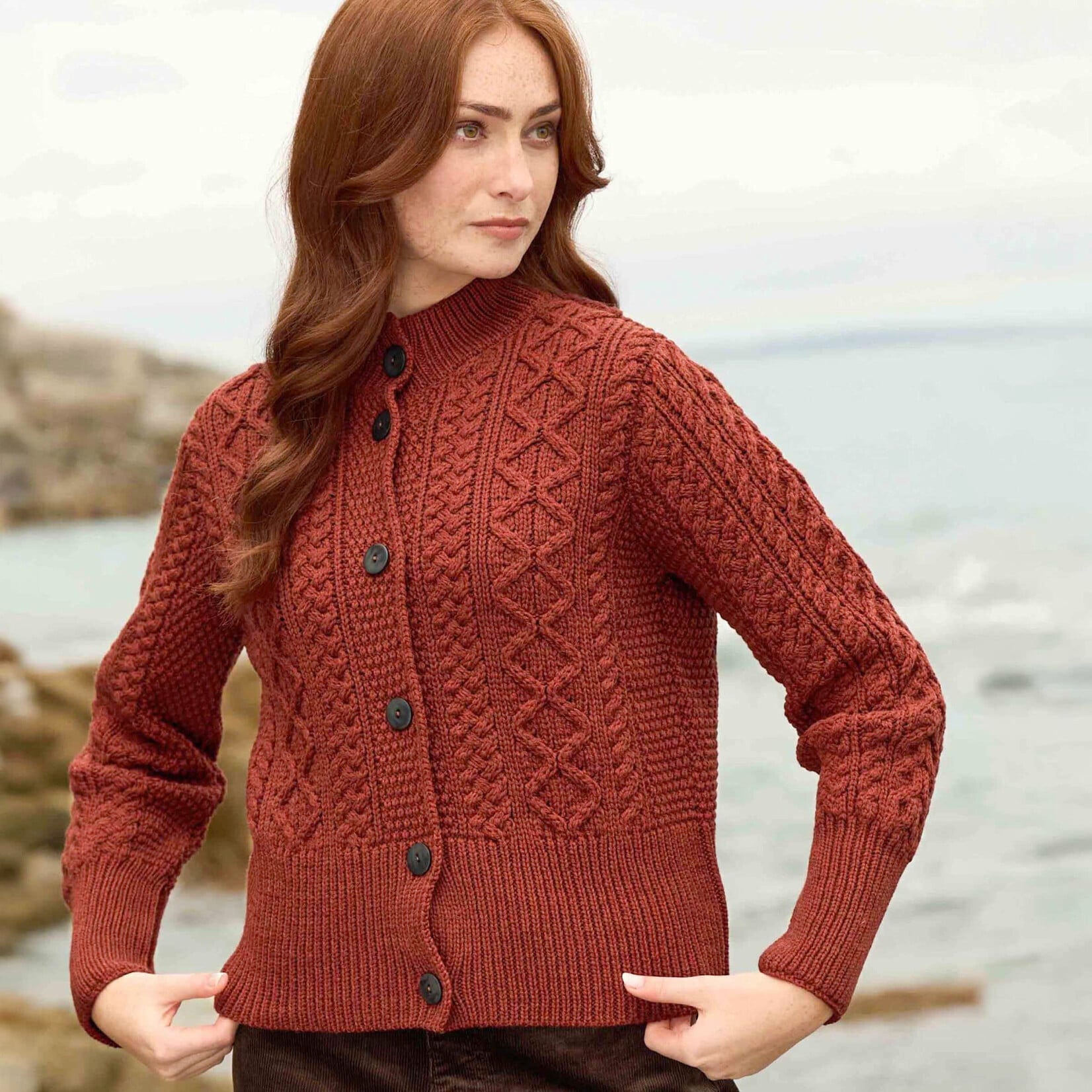 SWEATERS SILVERSTRAND BUTTON CARDIGAN - Ember