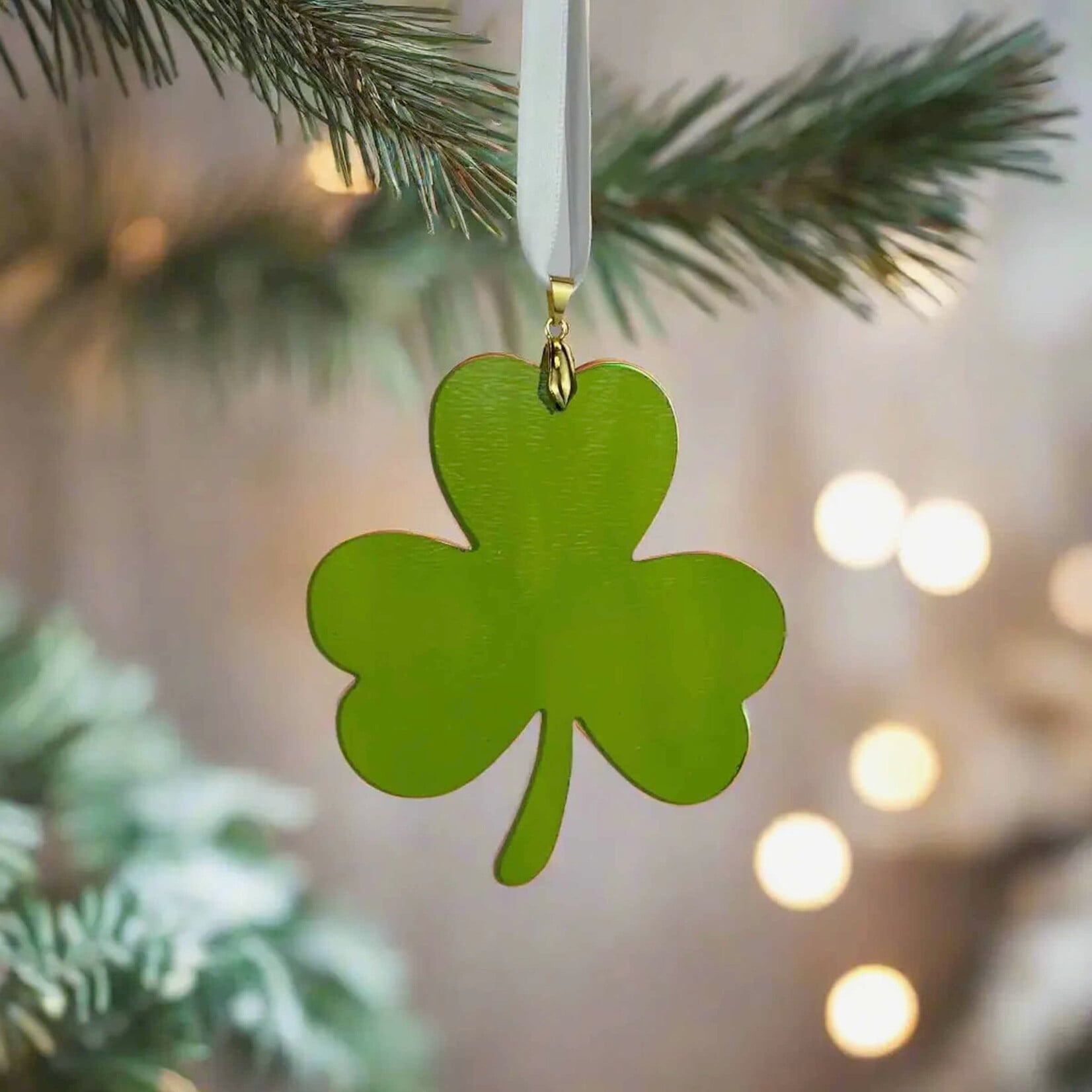 DECOR STAINED GLASS SHAMROCK - Irish Christmas Blessing