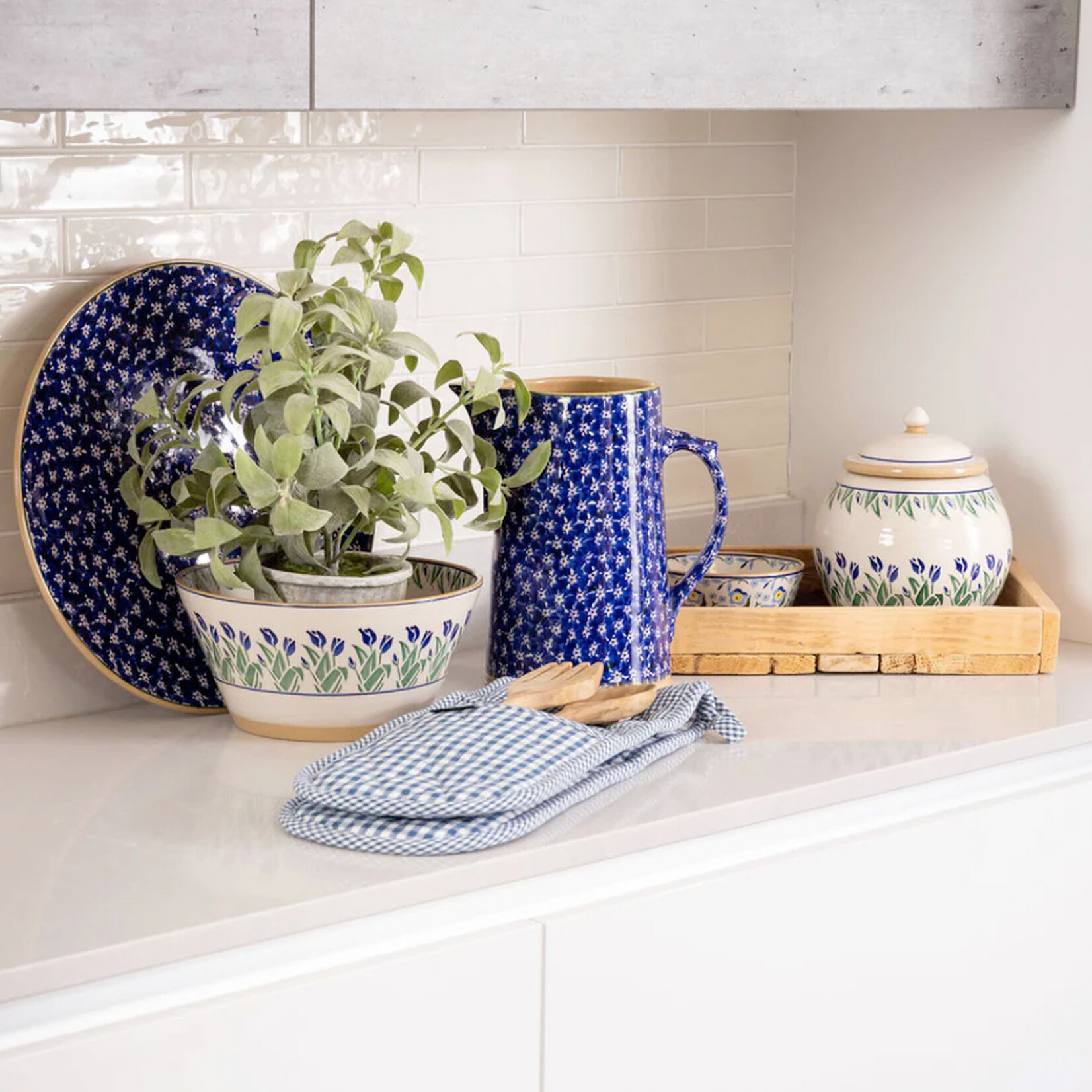 VASES & BOWLS NICHOLAS MOSSE LARGE ANGLED BOWL - Blue Blooms