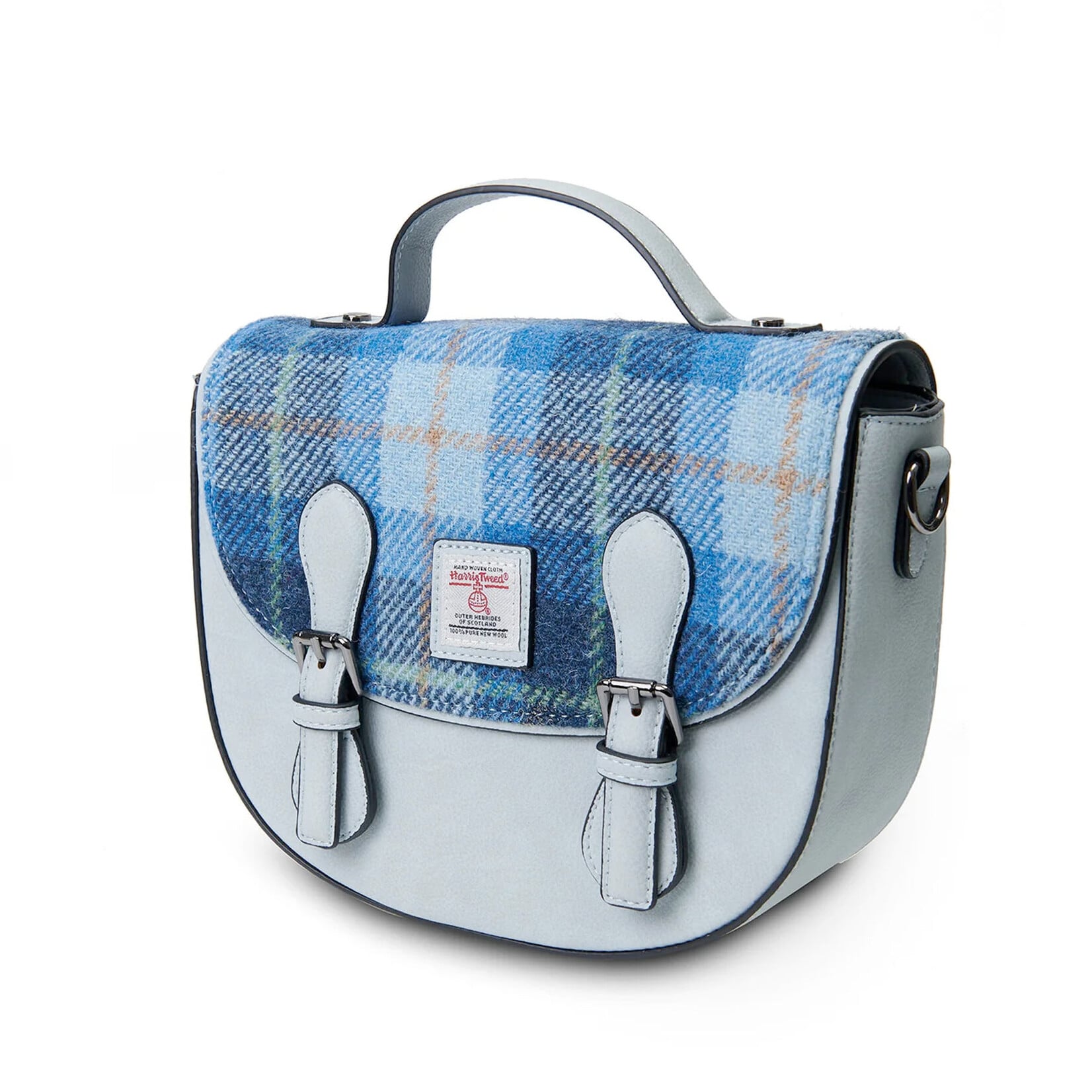 ACCESSORIES ISLANDER MINI COBBLE w HARRIS TWEED Blue Tartan