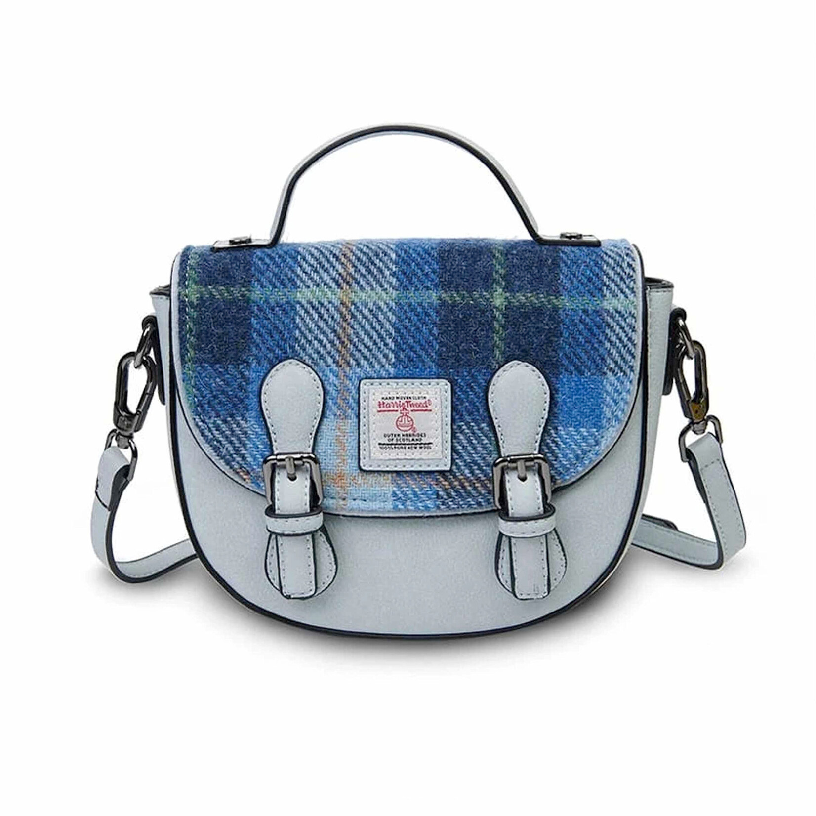 ACCESSORIES ISLANDER MINI COBBLE w HARRIS TWEED Blue Tartan