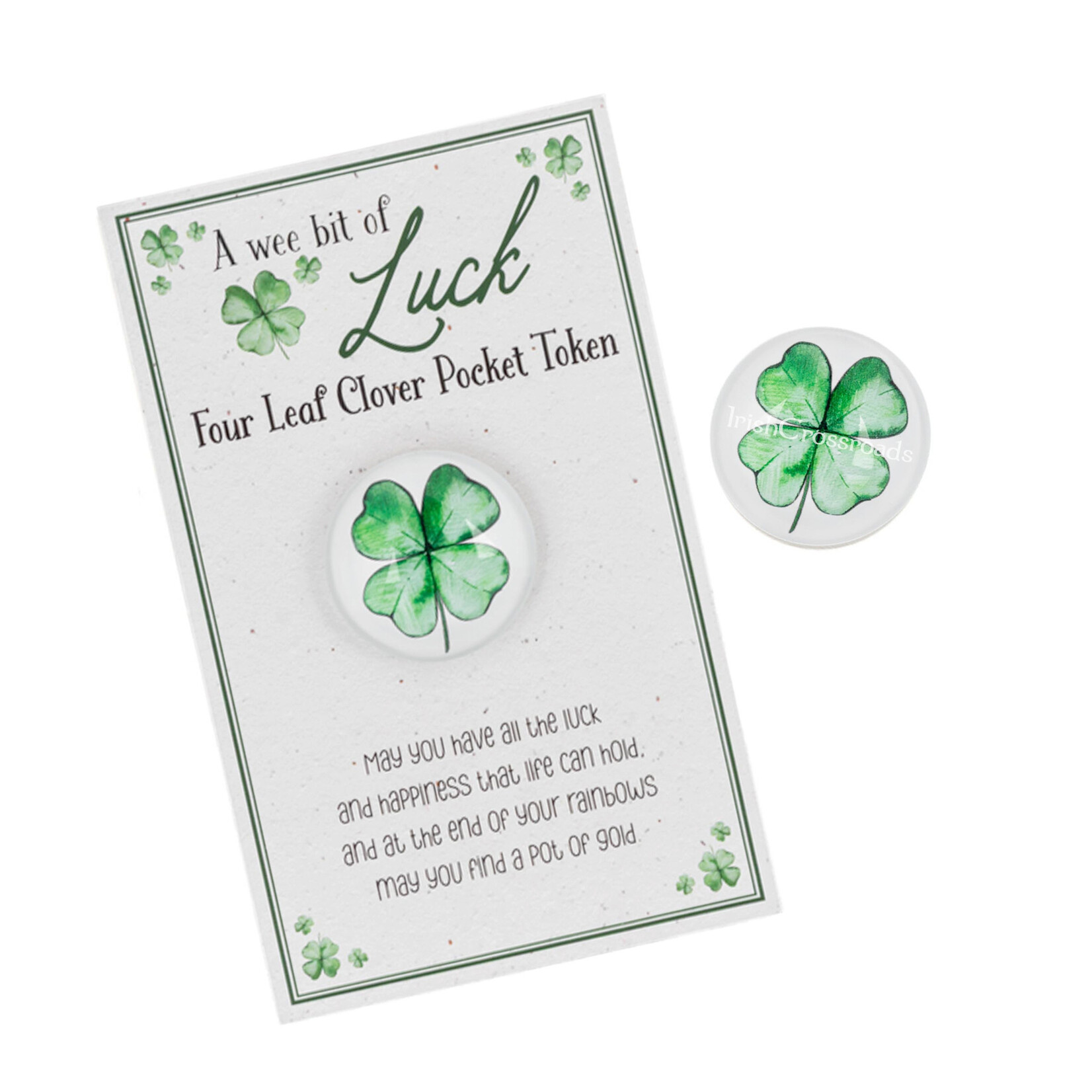 NOVELTY FOUR LEAF CLOVER BLESSING CARDED POCKET TOKEN