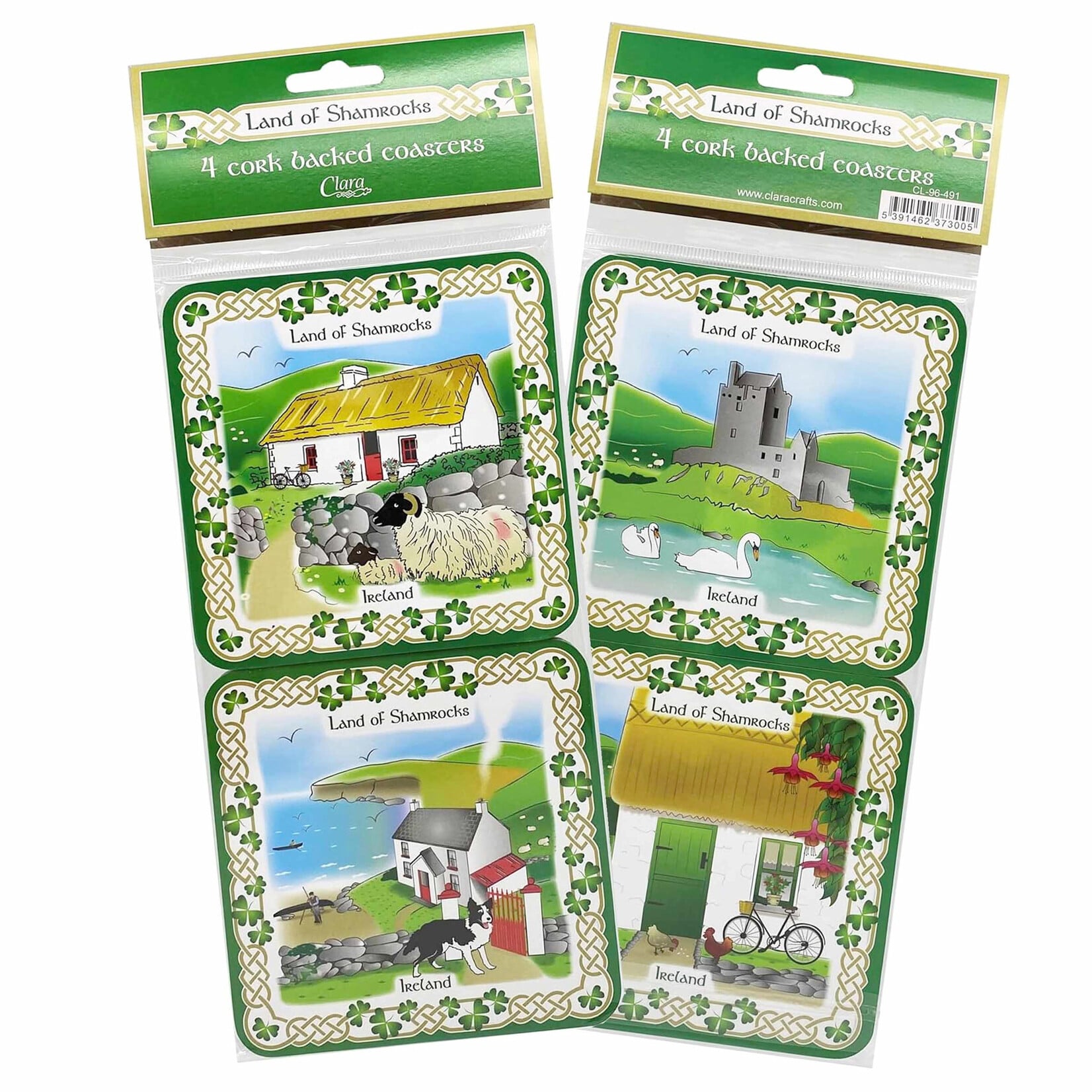 KITCHEN & ACCESSORIES LAND of SHAMROCKS COASTERS (Set of 4)