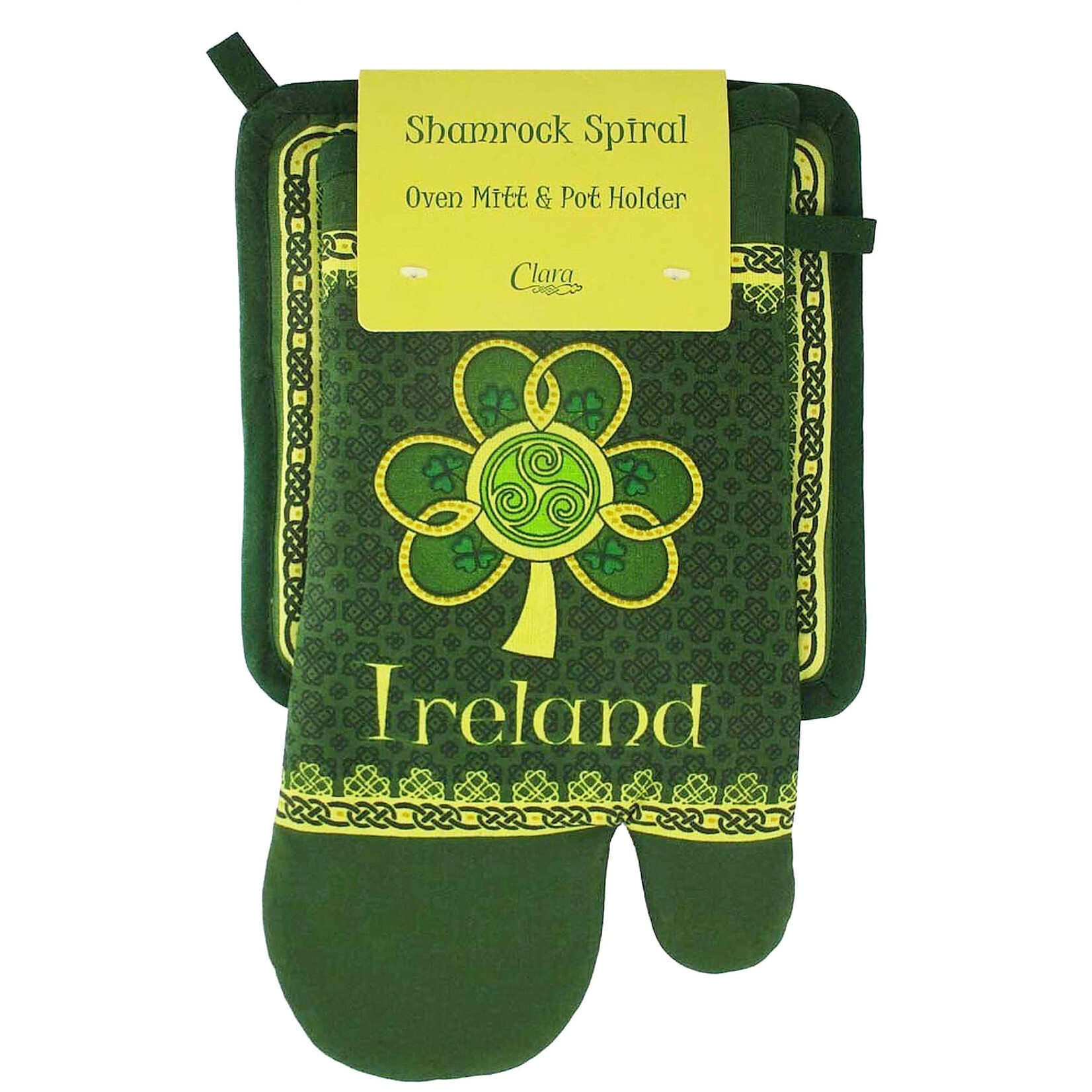 KITCHEN & ACCESSORIES CELTIC SPIRAL OVEN MIT & POT HOLDER - IRELAND SHAMROCK