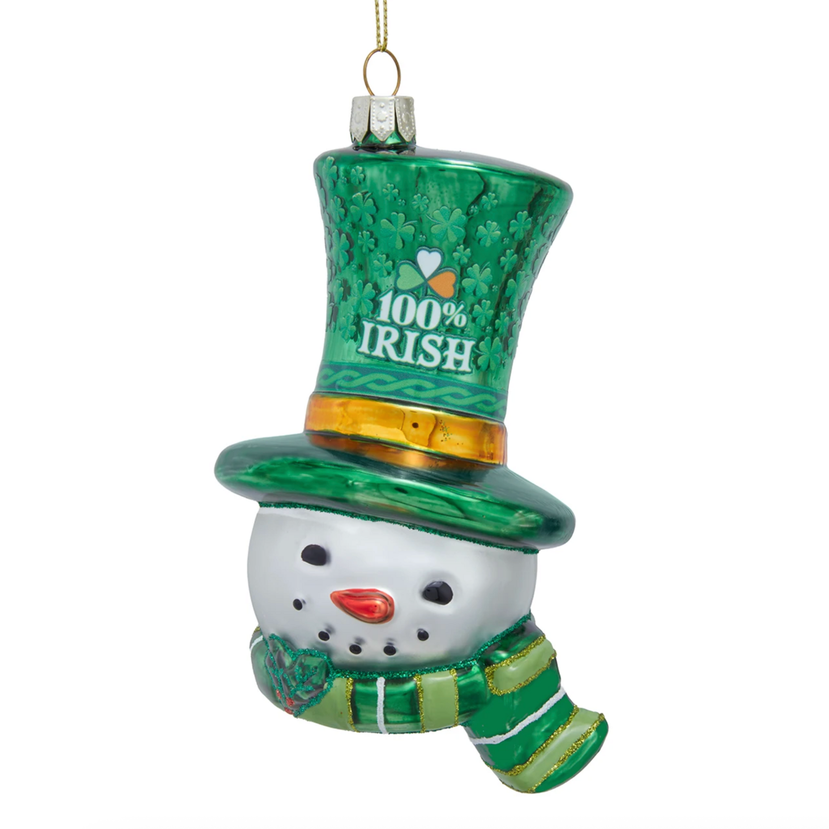 ORNAMENTS GLASS 100% IRISH SNOWMAN ORNAMENT